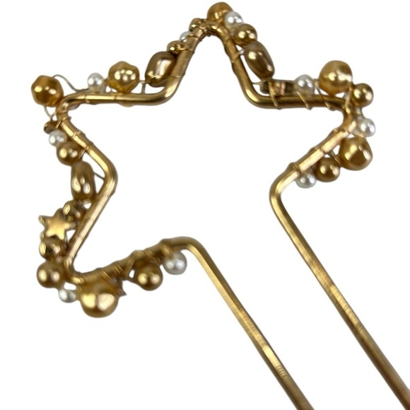 Anthropologie Bun Pin Gold Tone Pearl Moon Stars 7\